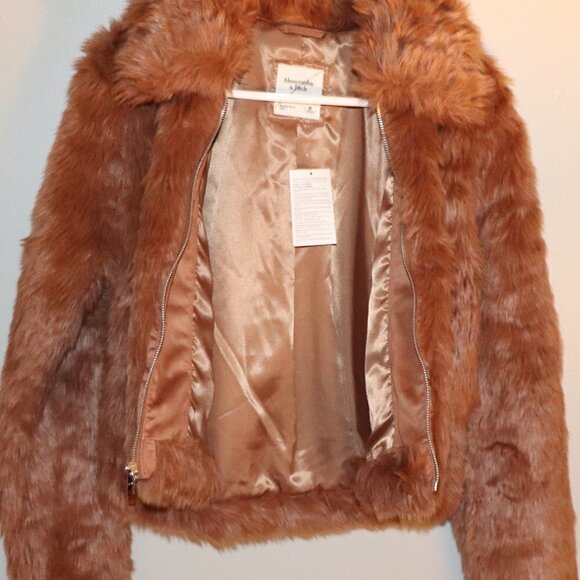 Abercrombie & Fitch Faux Fur Jacket In Brown Size - Picture 5 of 5